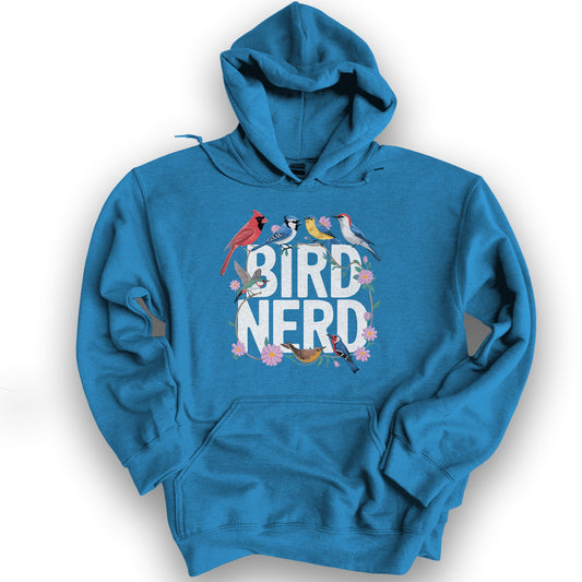 Bird Nerd "Flower Birds" Hoodie - Antique Sapphire