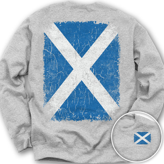 Scotland Distressed Flag Front/Back Print Sweatshirt - Ash