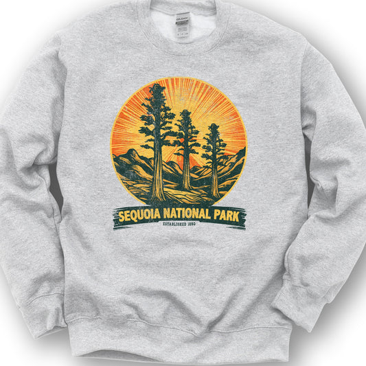Sequoia 3 Trees Vintage Print Sweatshirt - Ash