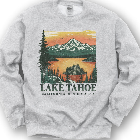 Lake Tahoe Emerald Bay Sunset Sweatshirt - Ash