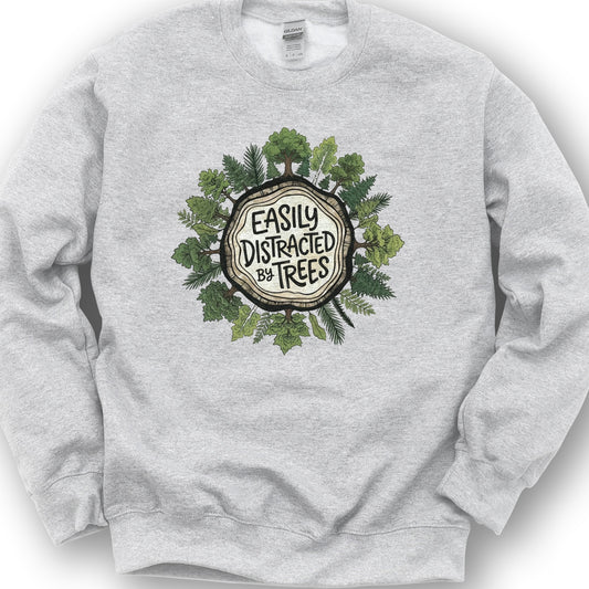 Distracted By Trees Sweatshirt - 2026031801 - Ash