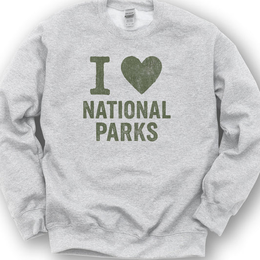 I Love National Parks Vintage Sweatshirt - Ash