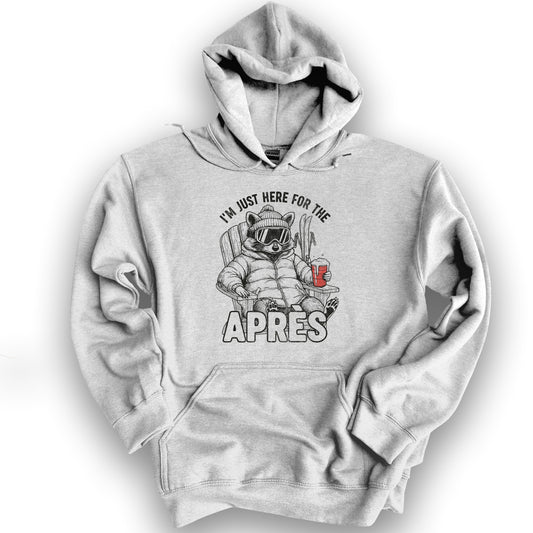 Just Here for the Apres "Raccoon" Hoodie - Ash