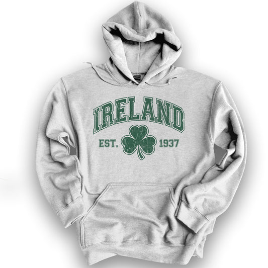 Ireland Vintage Varsity Hoodie - Ash