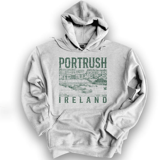 Portrush Ireland Sketch Hoodie - Ash