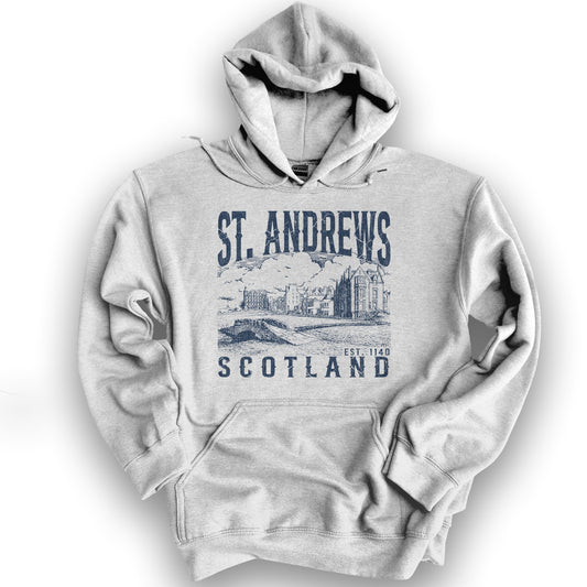 St. Andrews Scotland Sketch Hoodie - Ash