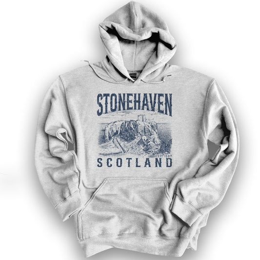 Stonehaven Scotland Sketch Hoodie - Ash