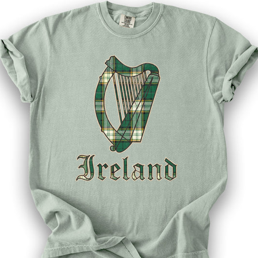 Ireland Tartan Harp T-Shirt - Bay