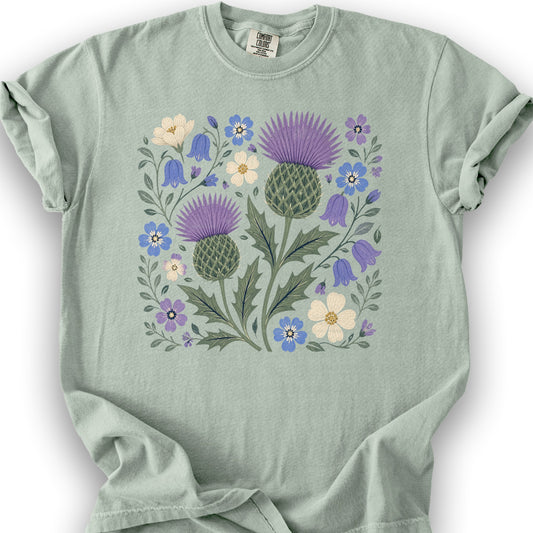 Scottish Thistle Floral T-Shirt - Bay