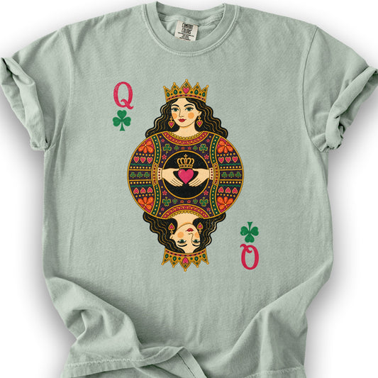 Shamrock Queen Playing Card T-Shirt - Bay