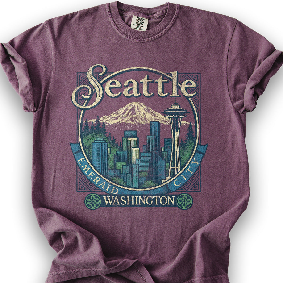 Seattle Retro 90's Emerald City T-Shirt - Berry