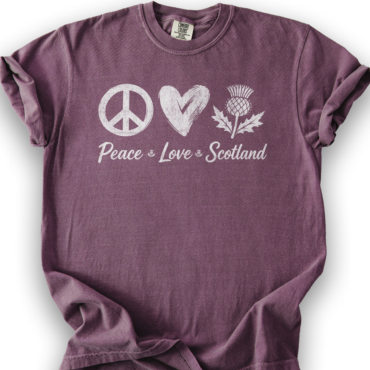 Peace Love Scotland T-Shirt - Berry