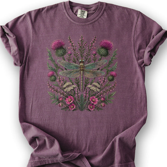 Wild Dragonfly Thistle T-Shirt - Berry