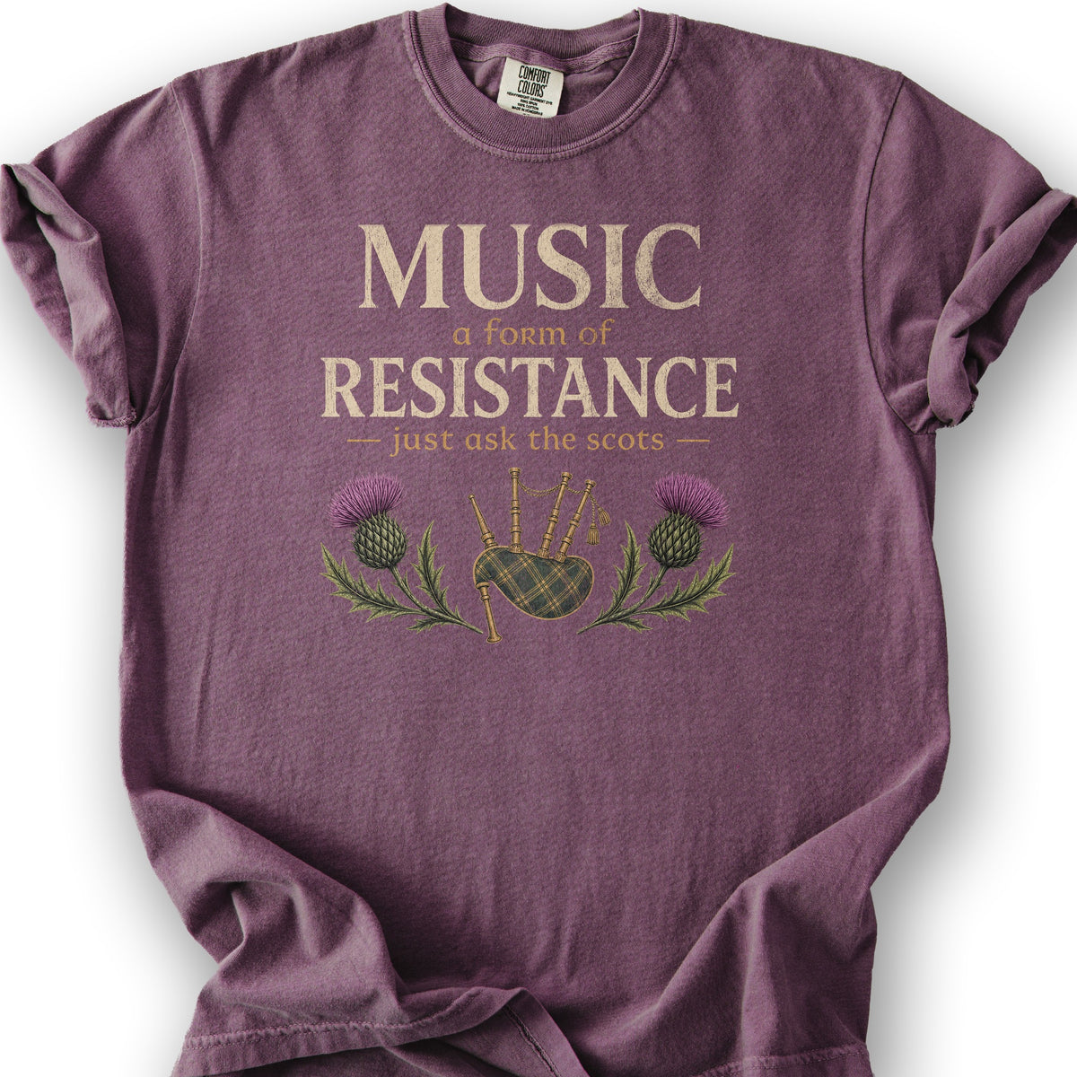 Music Resistance Scottish T-Shirt - Berry