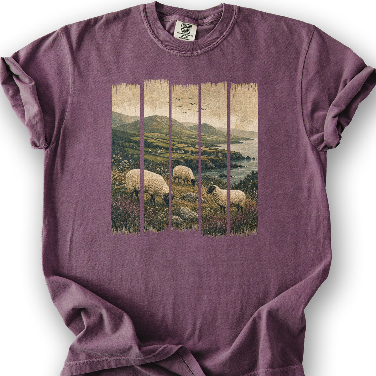 Ireland Sheep Panels T-Shirt - Berry