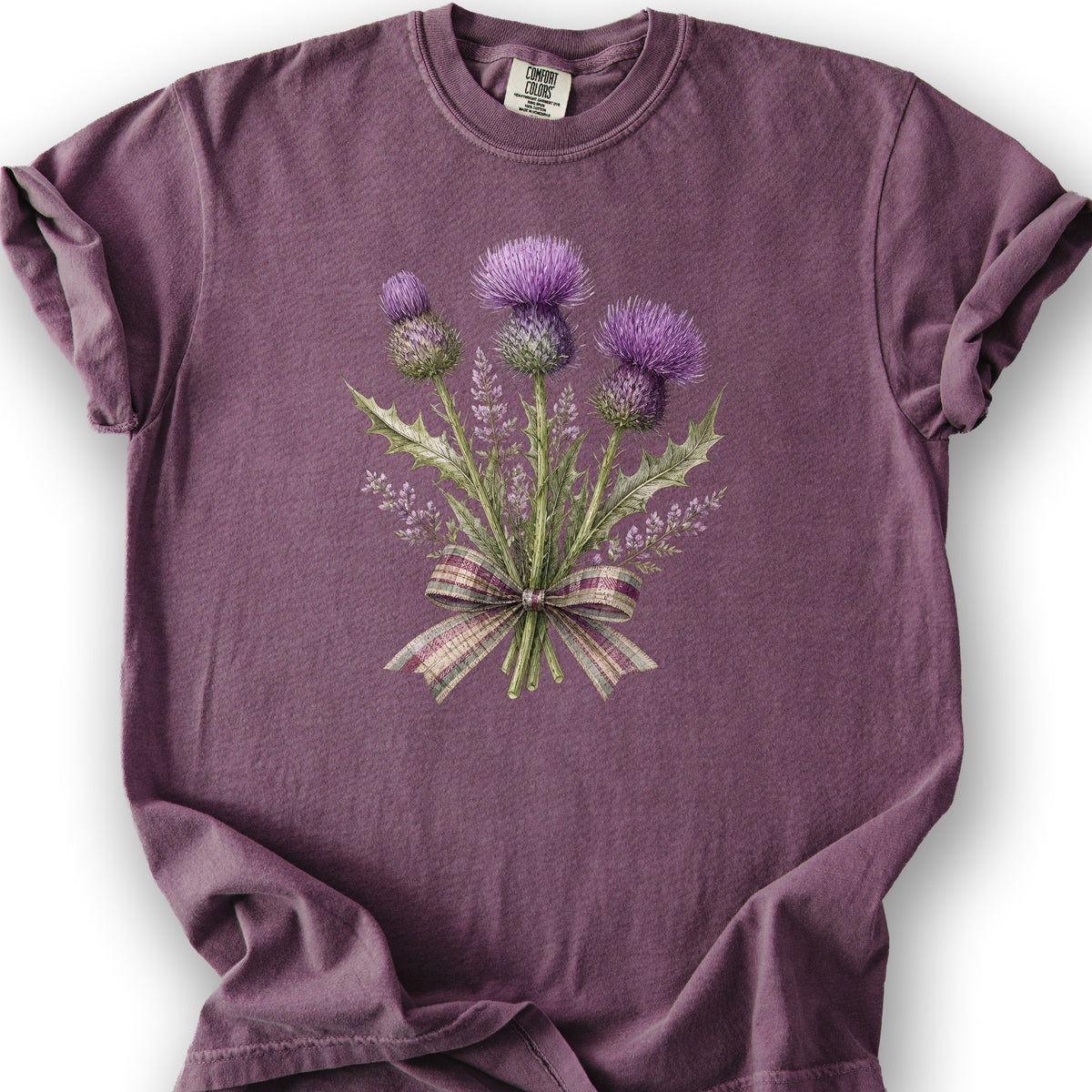 Thistle Bouquet Ribbon T-Shirt - Berry