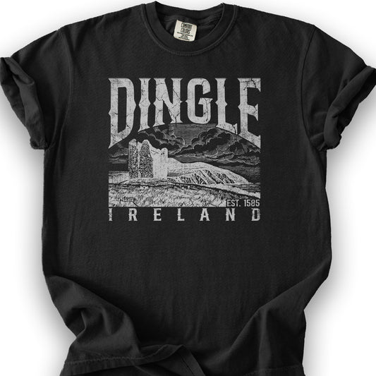 Dingle Ireland Vintage Print T-Shirt - Black