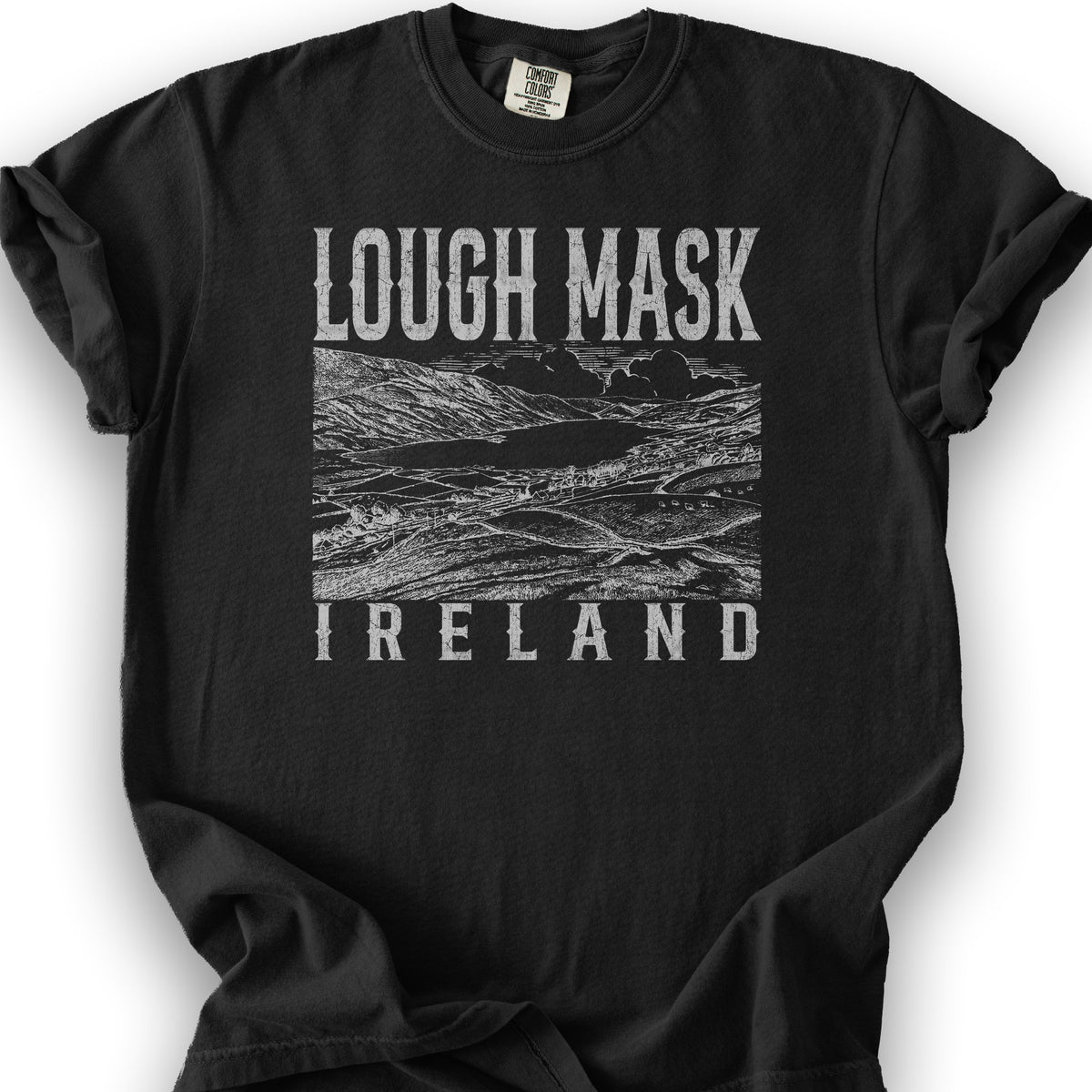 Lough Mask Ireland Sketch T-Shirt - Black