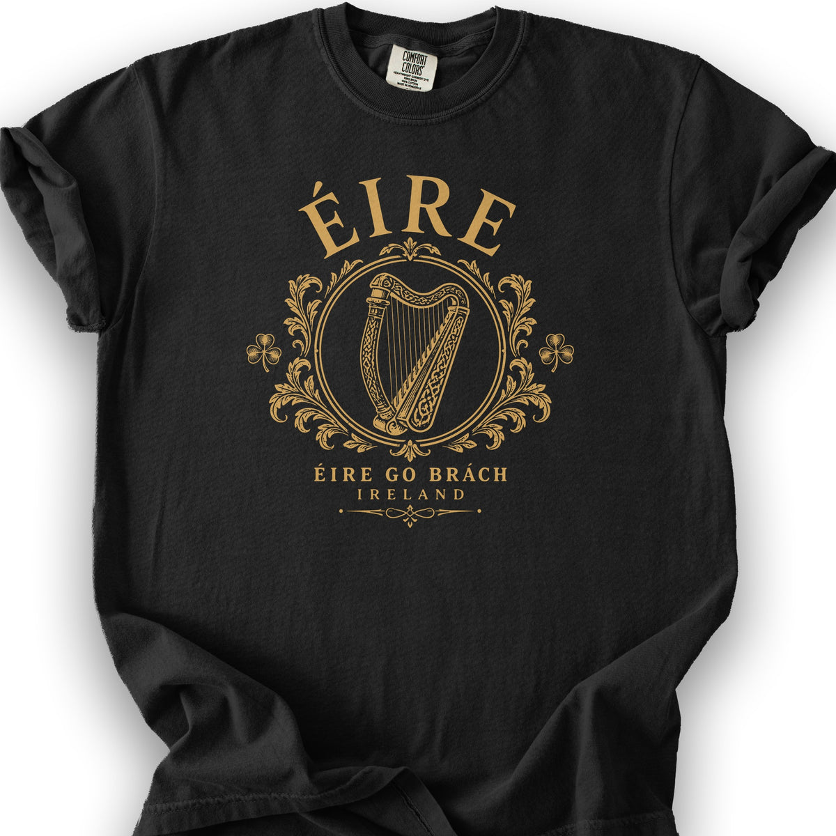Éire Harp Laurels T-Shirt - Black