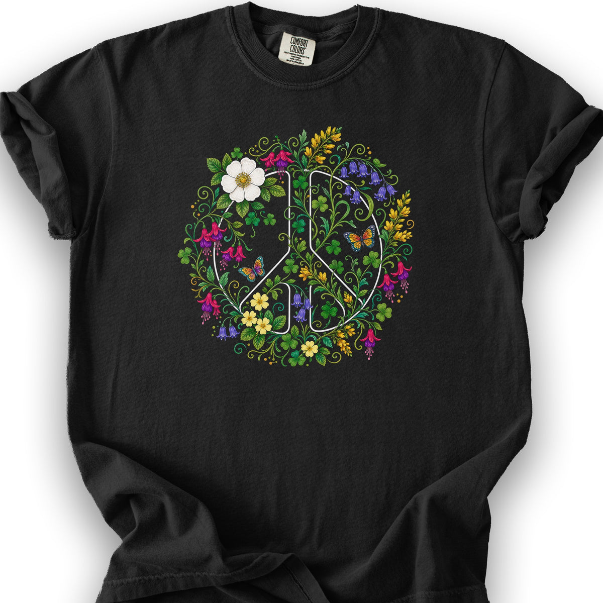 Floral Irish Peace T-Shirt - Black