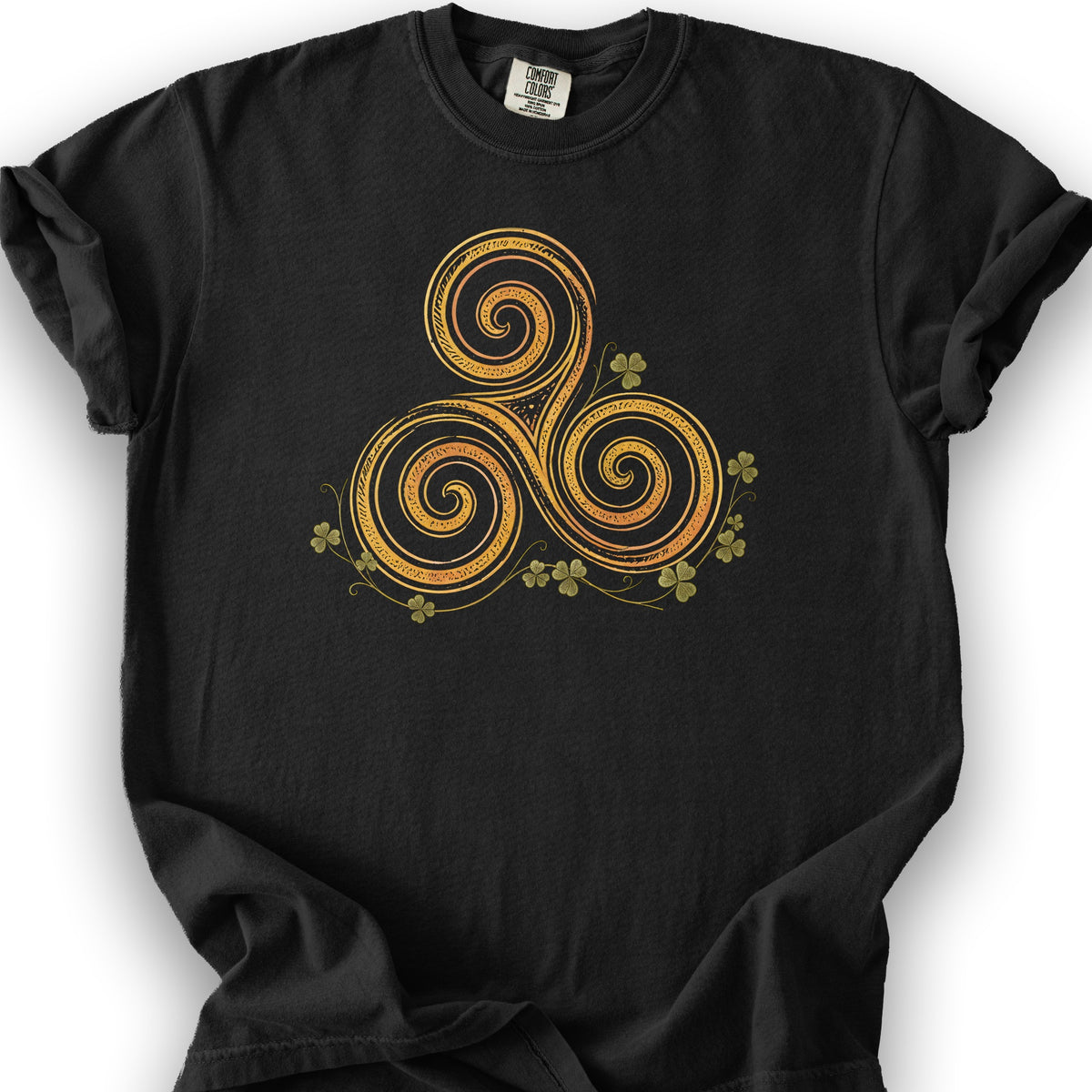 Irish Golden Triskele T-Shirt - Black