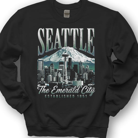 Seattle 90's Halftone Sweatshirt - Black