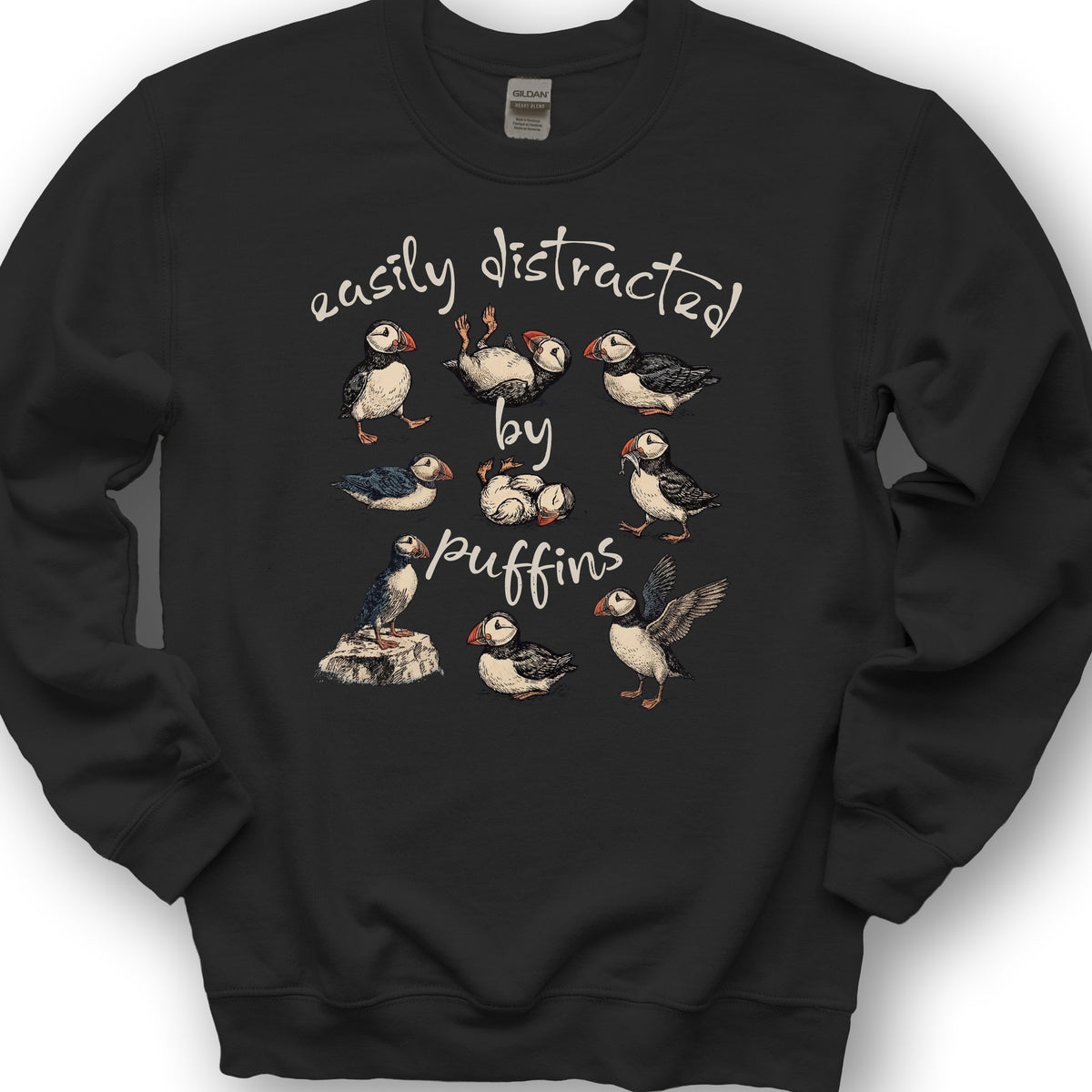 Easily Distracted By Puffins Sweatshirt - Black