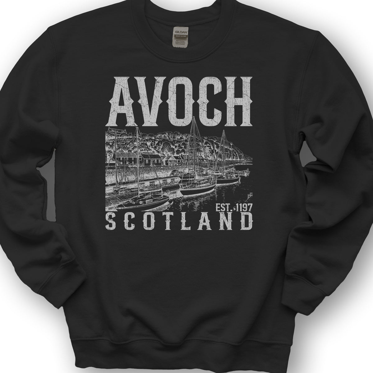 Avoch Scotland Sketch Sweatshirt - Black
