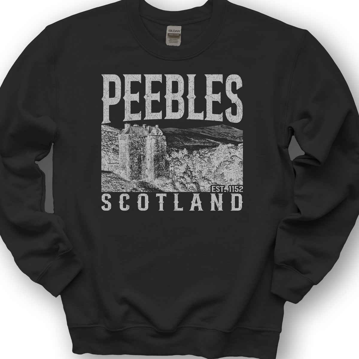 Peebles Scotland Sketch Sweatshirt - Black