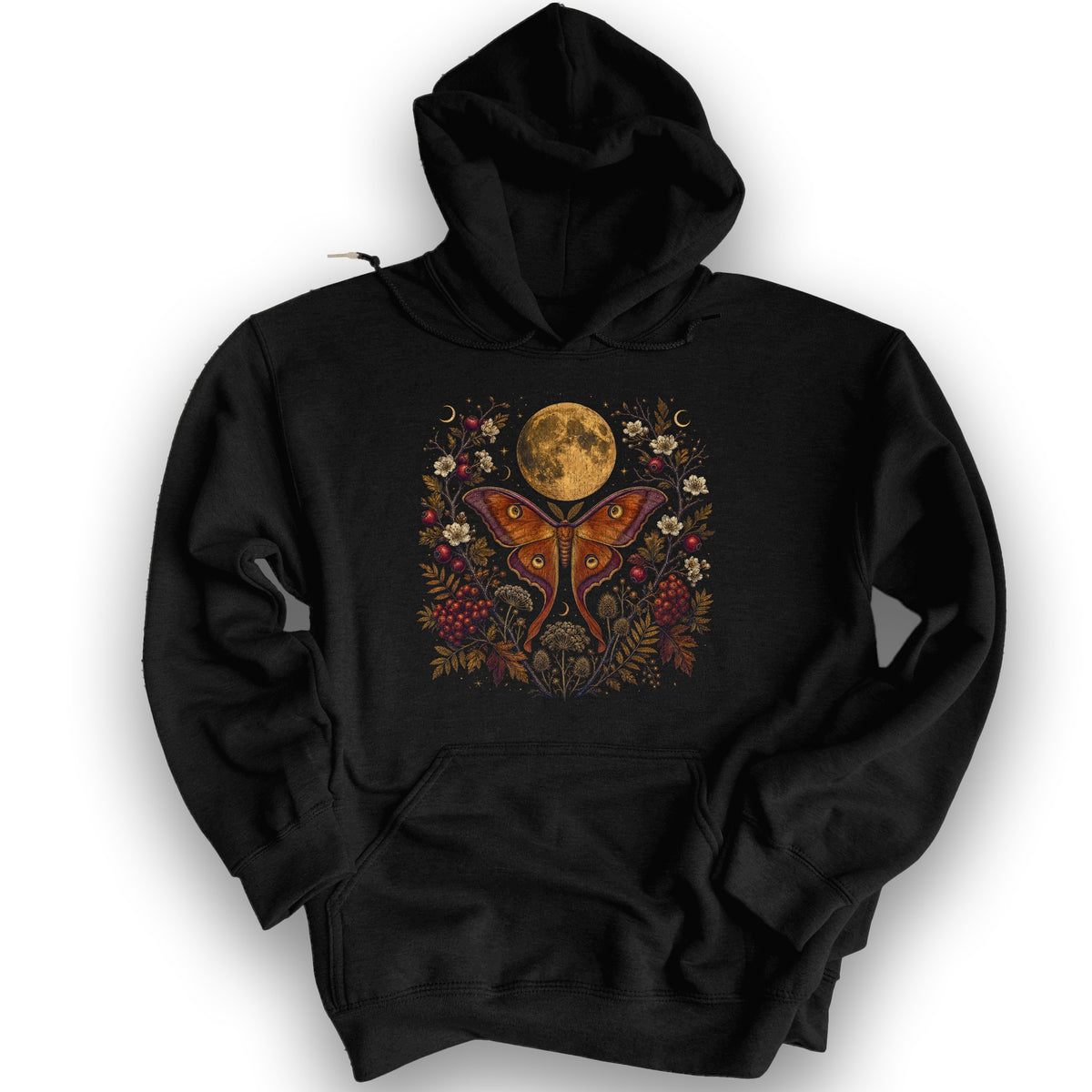 Harvest Moon Moth Hoodie - Black