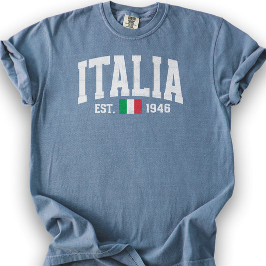 Italia Varsity Flag T-Shirt - Blue Jean