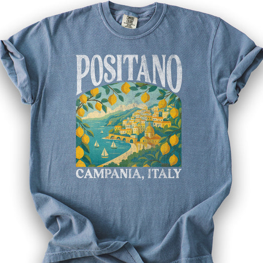 Positano Italy "Big and Bold" T-Shirt - Blue Jean