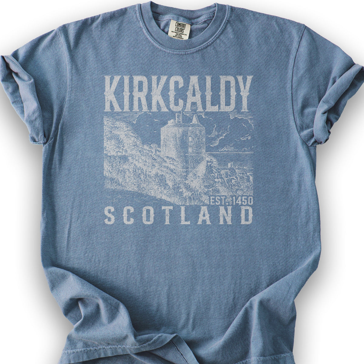 Kirkcaldy Scotland Sketch T-Shirt - Blue Jean