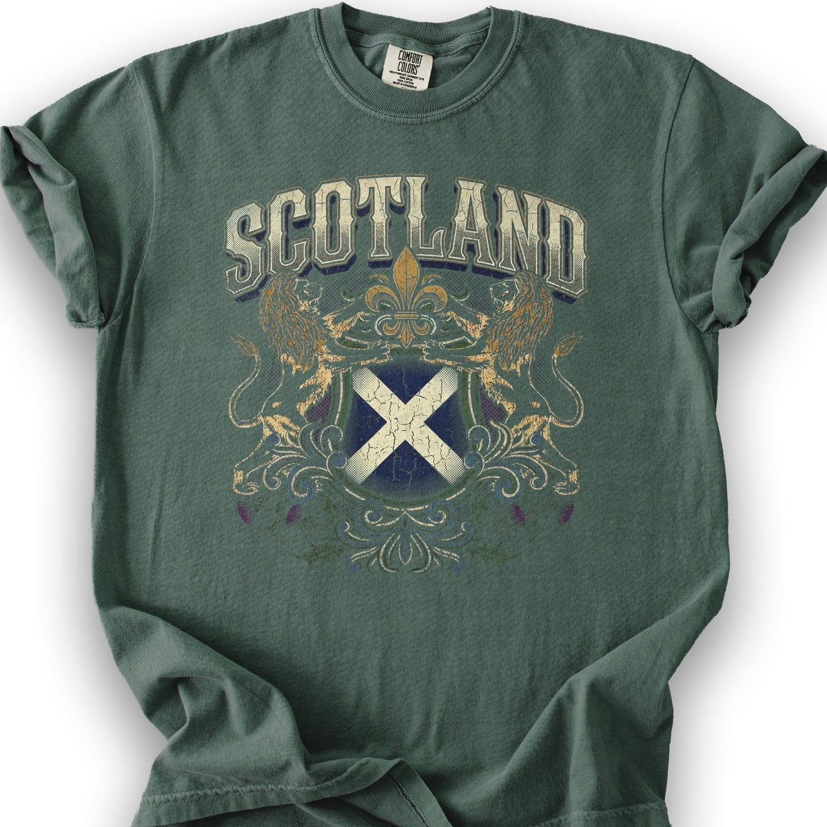 Scotland Rampant Flag T-Shirt - Blue Spruce