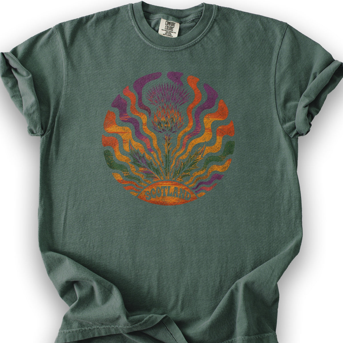 Groovy Scotland Thistle T-Shirt - Blue Spruce