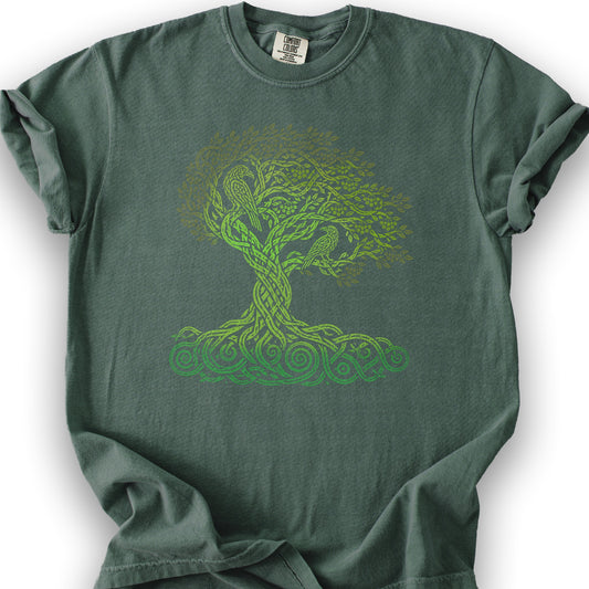 Celtic Raven Tree T-Shirt - Blue Spruce