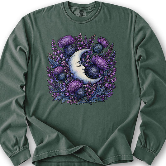 Botanical Moon Thistle Long Sleeve Shirt - Blue Spruce