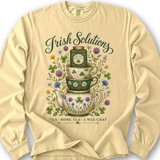 Irish Solutions Tea Cups Long Sleeve Shirt - Butter