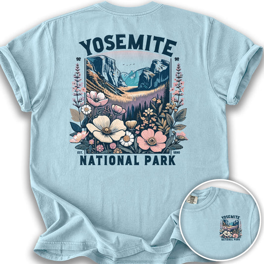 Yosemite National Park "Wildflower" Front/Back Print T-Shirt - Chambray