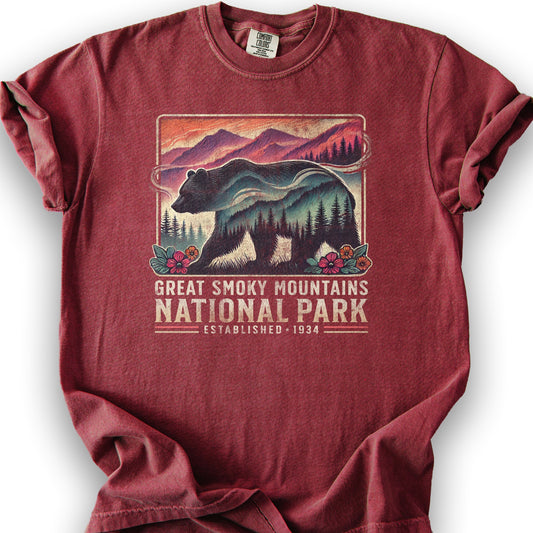 Great Smoky Mountains "Mountain Bear" T-Shirt - Chili