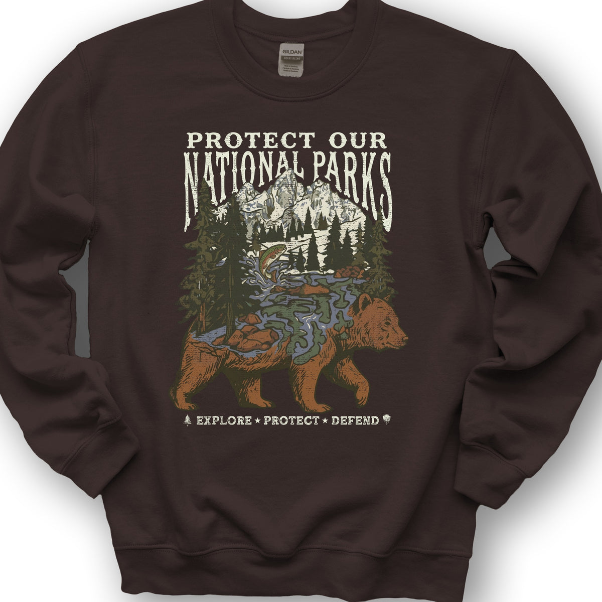Protect Our Parks Bear Sweatshirt - Dark Chocolate