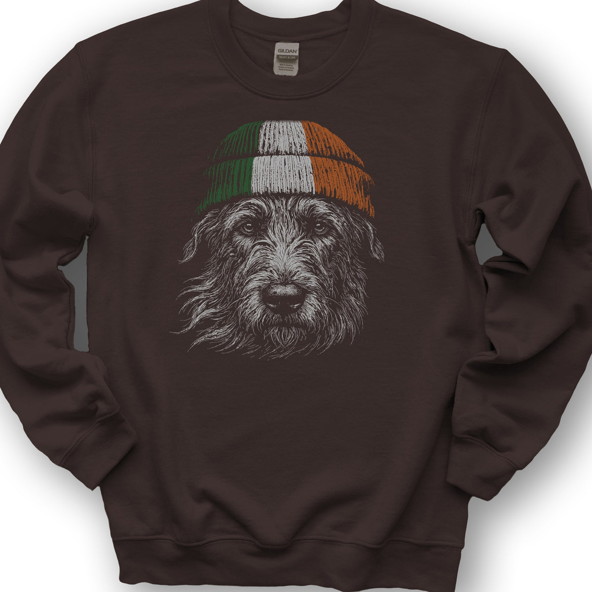 Irish Wolfhound Beanie Sweatshirt - Dark Chocolate