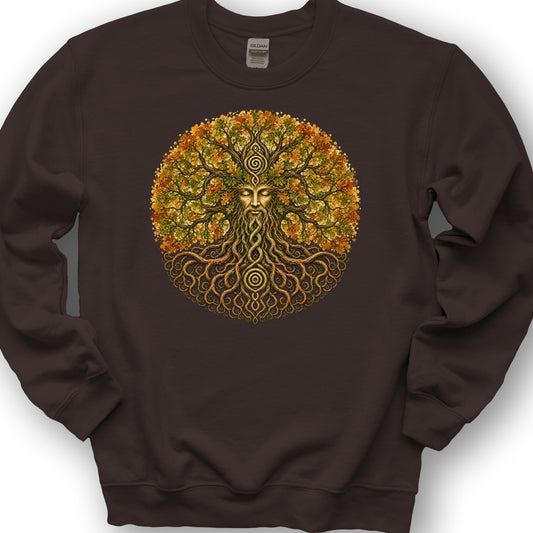 Green Man Autumn Bloom Sweatshirt - Dark Chocolate