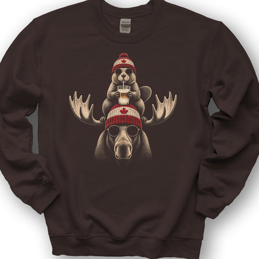 Beaver Moose Canada Sweatshirt - Dark Chocolate