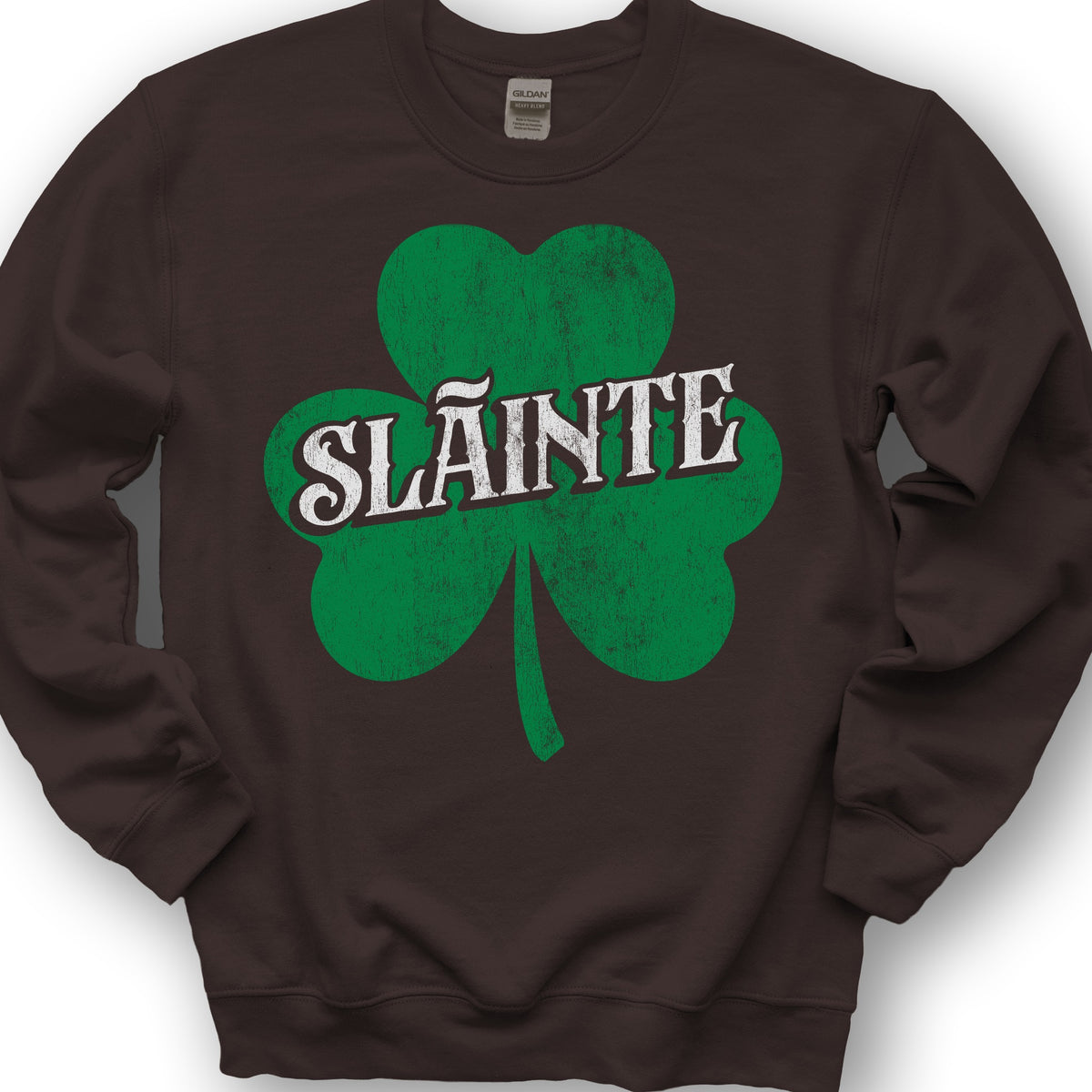 Sláinte Vintage Textured Shamrock Sweatshirt - Dark Chocolate