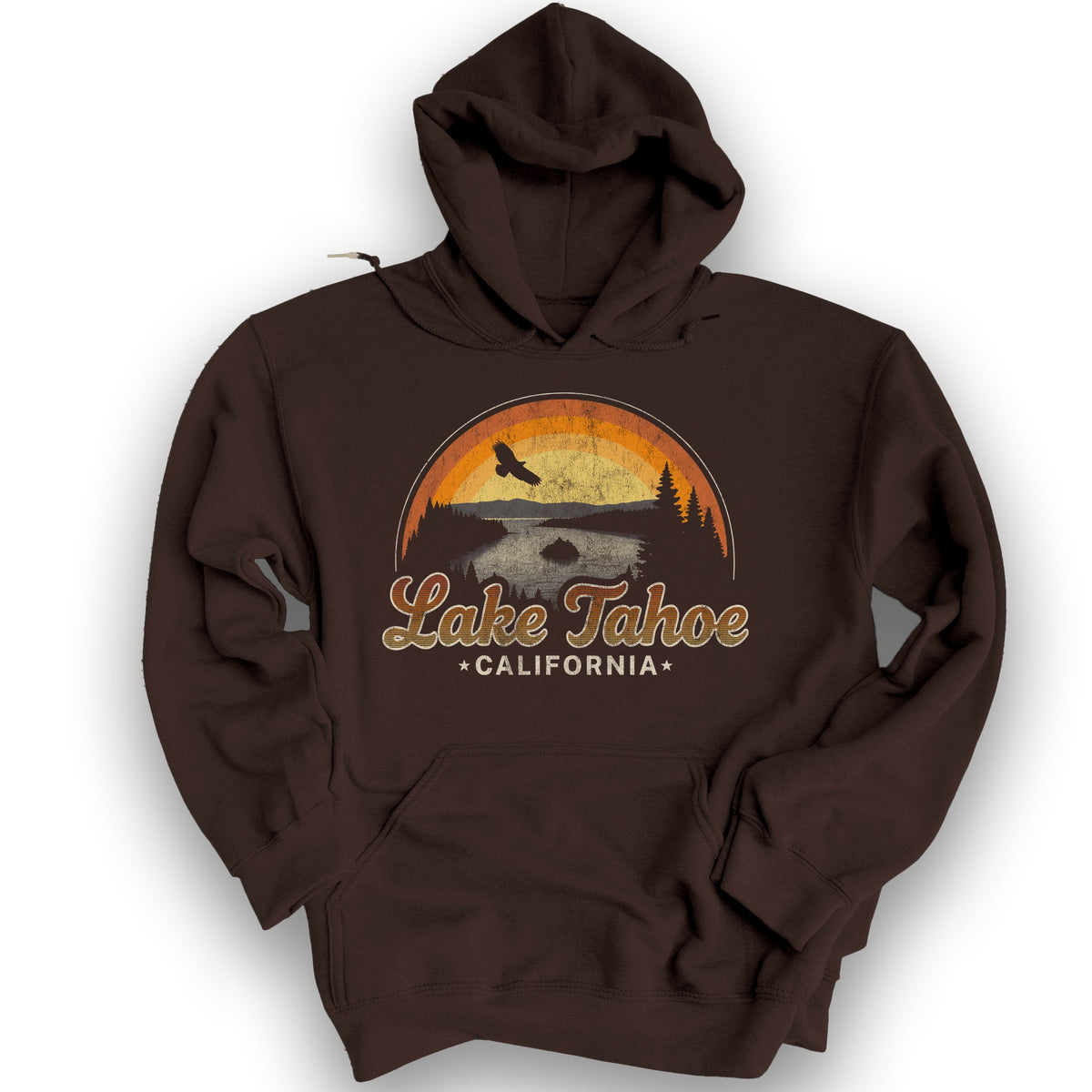 Lake Tahoe Retro Rainbow Hoodie - Dark Chocolate