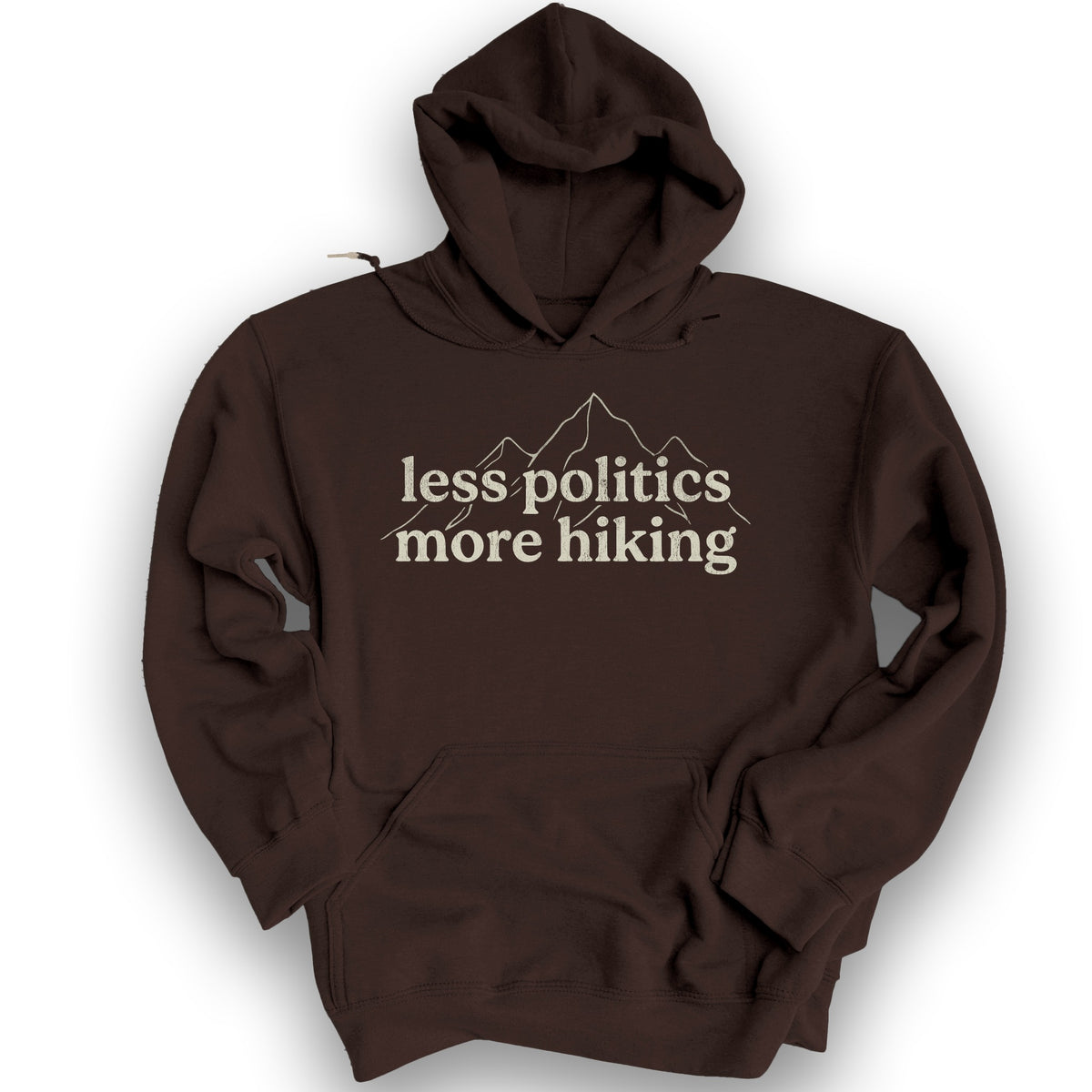 Less Politics More Hiking Hoodie - Dark Chocolate