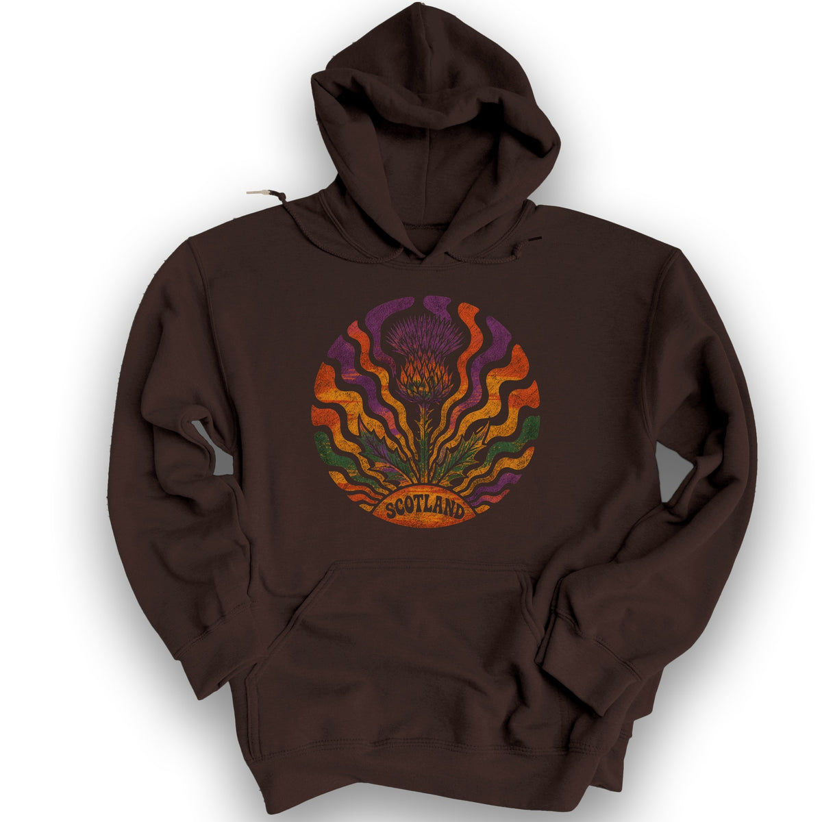 Groovy Scotland Thistle Hoodie - Dark Chocolate