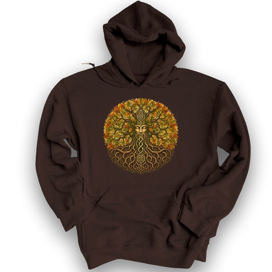 Green Man Autumn Bloom Hoodie - Dark Chocolate