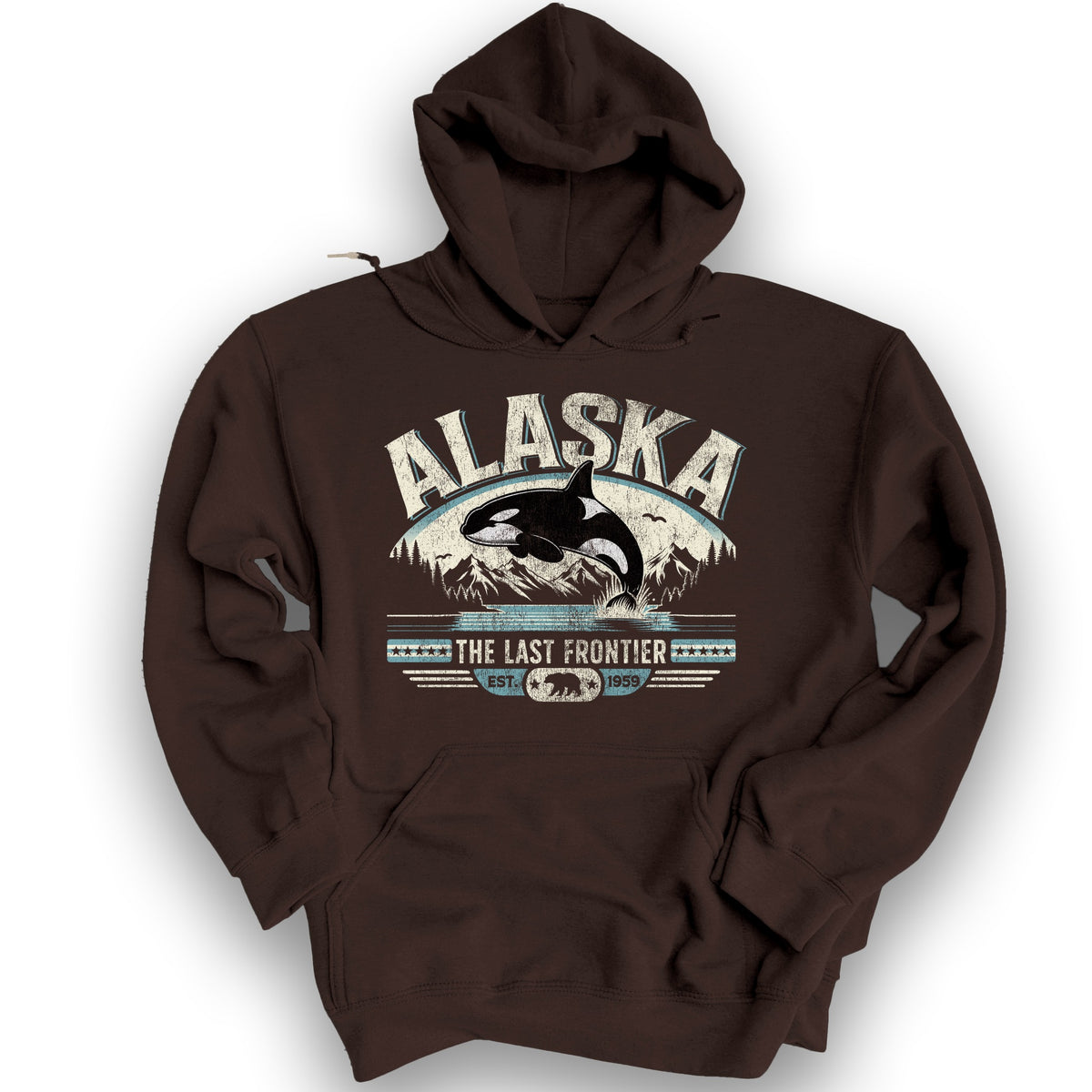 Alaska The Last Frontier "Orca" Hoodie - Dark Chocolate